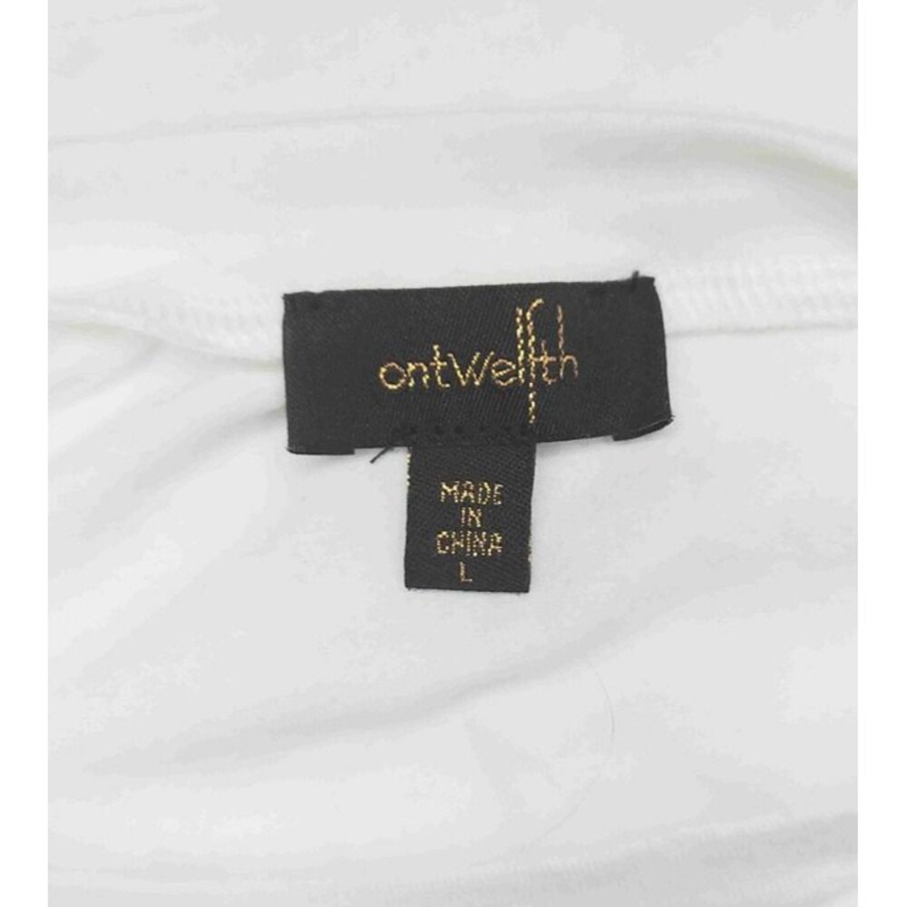 Ontwelfth White Ruffled Sleeves Rhinestone Embellishment T-Shirt Large - Picture 6 of 8